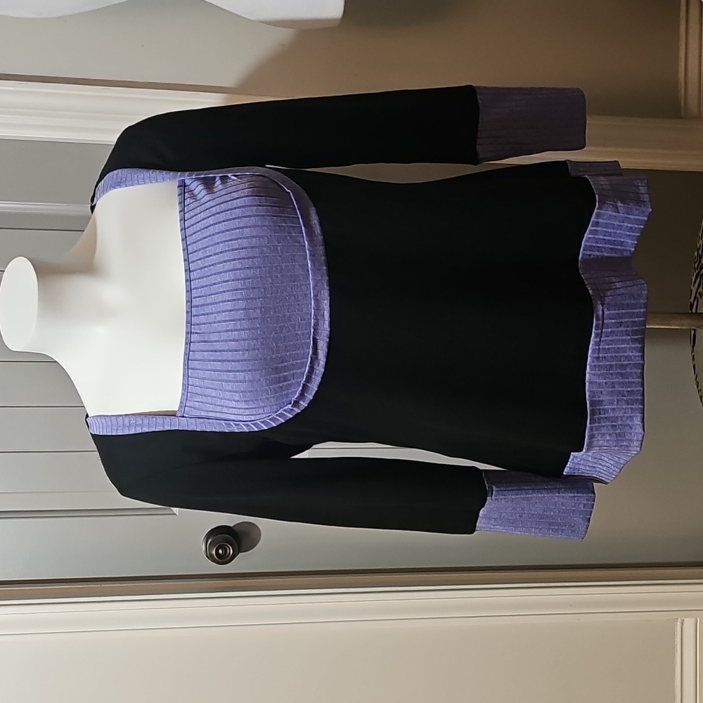 Rosegal Black and Purple Crew Neck Sweater